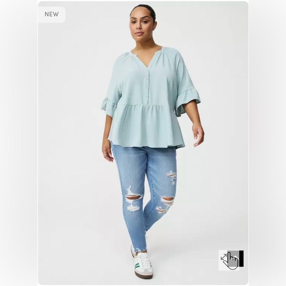 Torrid Raglan Ruffle Peplum Top - Picture 2 of 10